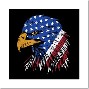 4th of July American Flag Bald Eagle Patriotic Posters and Art